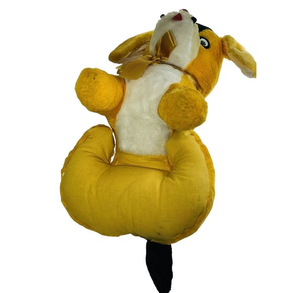 22" Carnival Plush Large Classic Orange White Hard Cuddly Dog & Bow Rare Vintage - Picture 7 of 12